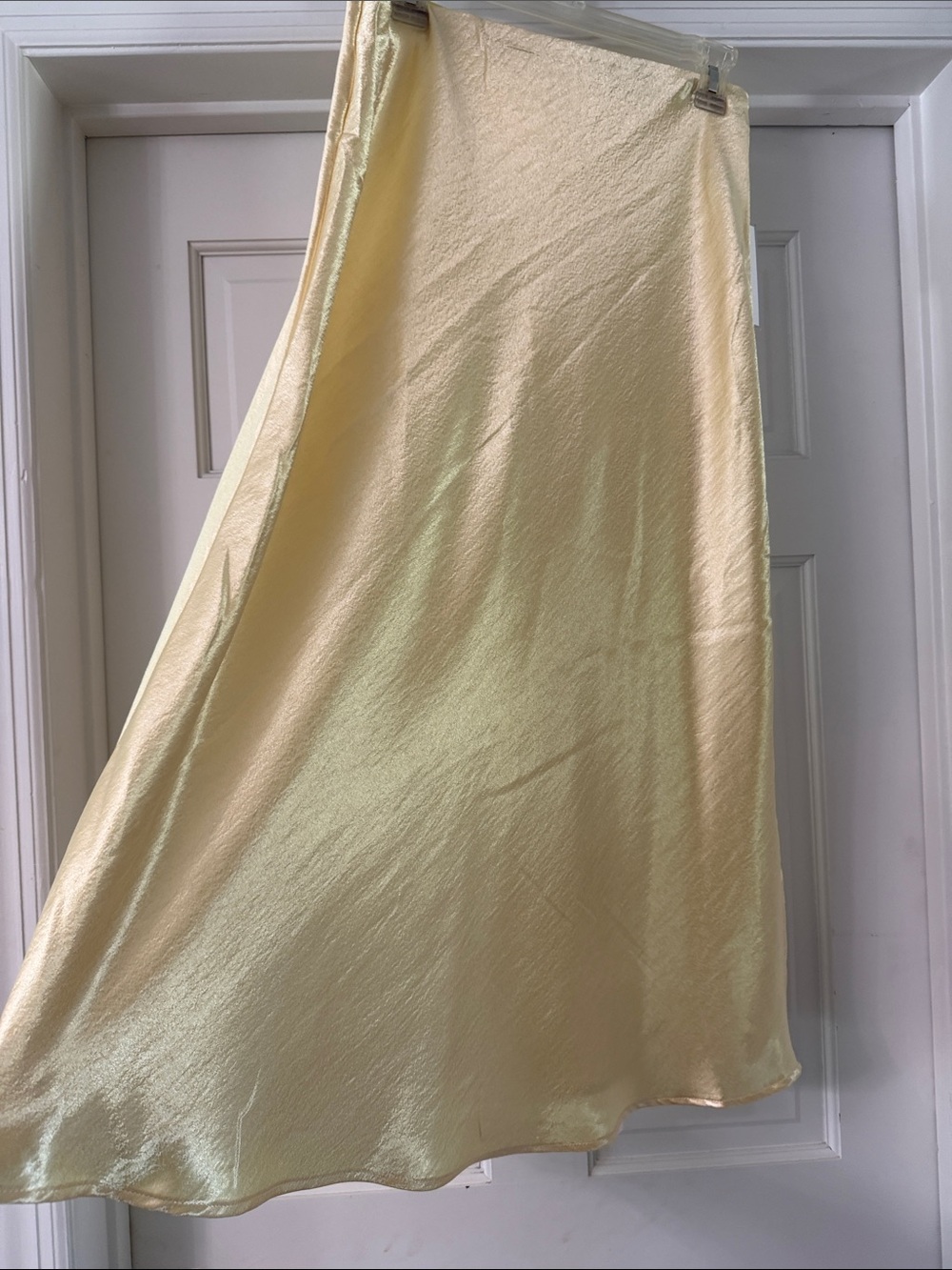 Yellow Satin Midi Skirt with Gentle Sheen
